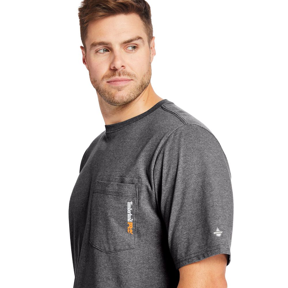 Camisetas Masculino - Timberland Pro® Big & Tall Base Plate Short-Sleeve - WBLEJ7341 - Cinzentas Esc